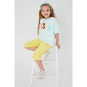 U.S. Polo Assn. Round Font Color Krem Kız Çocuk Kapri Takım