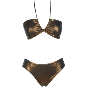 Kadın Tünelli Metalik Kahverengi Bikini Takımı