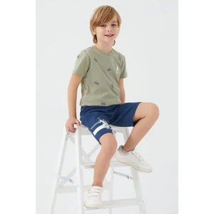 U.S. Polo Assn. Shaped Small Writing Açık Haki Erkek Çocuk Bermuda Takım