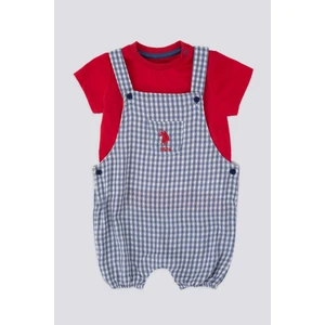 U.S. Polo Assn. Tiny Squares Lacivert Bebek Salopet T-shirt Takım