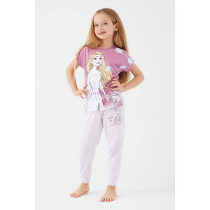 Elsa Mor Kız Çocuk Kısa Kol Pijama Takım