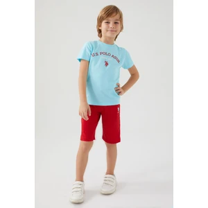 U.S. Polo Assn. Stamp Grey Detail Mavi Erkek Çocuk Bermuda Takım