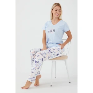 Wild Soul Açık Mavi Kadın Kısa Kol Pijama Takım