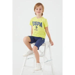 U.S. Polo Assn. Light Blue Written Sarı Erkek Çocuk Bermuda Takım