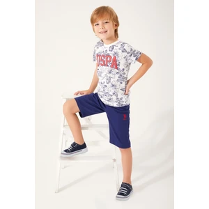 U.S. Polo Assn. Flowered Details Krem Erkek Çocuk Bermuda Takım