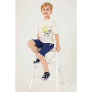 U.S. Polo Assn. Horse Picture Pattern Kremmelanj Erkek Çocuk Bermuda Takım
