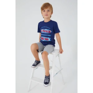 U.S. Polo Assn. Shaped Writing Detail Lacivert Erkek Çocuk Bermuda Takım