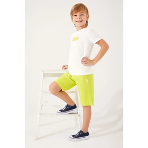 U.S. Polo Assn. Plain Pattern Krem Erkek Çocuk Bermuda Takım