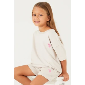 U.S. Polo Assn. Plain Open Naive Krem Kız Çocuk Şort Takım