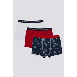 U.S. Polo Assn. Stripe Detail Lacivert Erkek Çocuk 3'lü Boxer