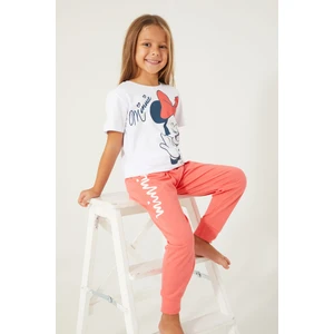 Minnie Mouse Candy Minnie Beyaz Kız Çocuk Kısa Kol Pijama Takım