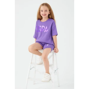 U.S. Polo Assn. Sweet Pink Mor Kız Çocuk Şort Takım
