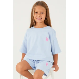 U.S. Polo Assn. Plain Open Naive Buz Mavi Kız Çocuk Şort Takım