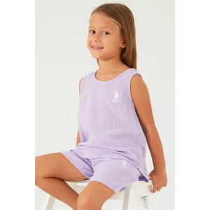 U.S. Polo Assn. Light Purple Reflection Detail Lila Kız Çocuk Şort Takım