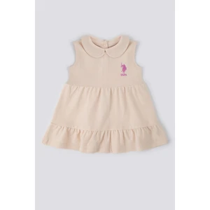 U.S. Polo Assn. Weaving A Frill Skirt Bej Bebek Elbise