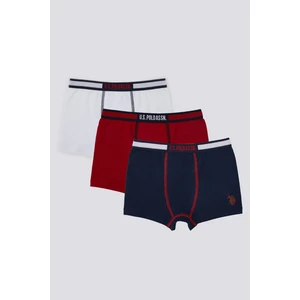 U.S. Polo Assn. 3'lü Beyaz Boxer Erkek Çocuk İçin Nefes Alabilir ve Esnek Kumaş Özelliği