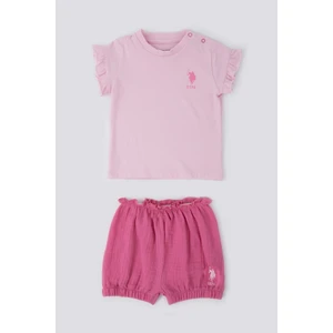 U.S. Polo Assn. Pure Color Pembe Bebek T-shirt Takım
