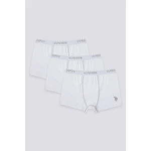 U.S. Polo Assn. Plain Color Beyaz Erkek Çocuk 3'lü Boxer