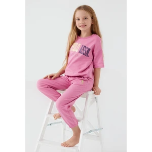 U.S. Polo Assn.  Sea Blue Beyaz Kız Çocuk Kısa Kol Pijama Takım