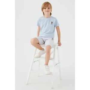 U.S. Polo Assn. Light Blue Gri Erkek Çocuk Bermuda Takım