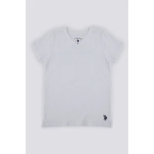 U.S. Polo Assn. Solid Color Beyaz Erkek Çocuk V Yaka Fanila
