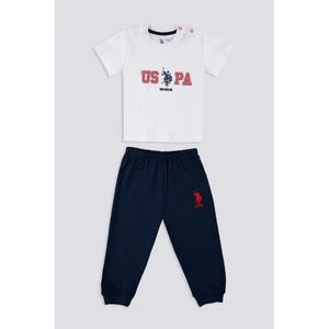 U.S. Polo Assn. Logo Is Detailed Krem Bebek T-shirt Takım
