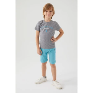 U.S. Polo Assn. Stamp Grey Detail Gri Erkek Çocuk Bermuda Takım