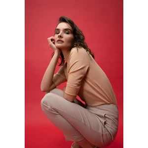 Slim Fit Yarım Balıkçı Yaka Fitilli Kaşkorse Kısa Kollu Tişört V6845AZ23SP
