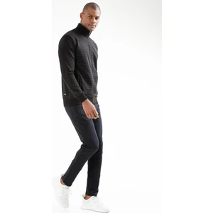 Siyah Regular Fit Desenli Pamuklu Dik Yaka Fermuarlı Düz Paça Erkek Eşofman Takımı - XA0456