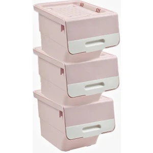 Motek Organızer Tekerlekli Eşya ve Erzak Kutusu 3X33 LT-MT05 Pembe+Beyaz