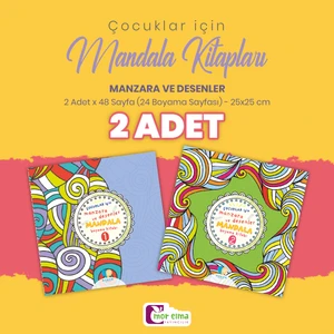 Çocuklar Için 2 Adet Manzara ve Desenler Mandala Kitabı