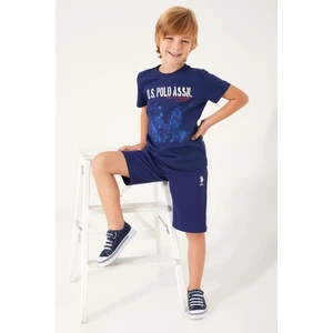 U.S. Polo Assn. Picture Details Red Lacivert Erkek Çocuk Bermuda Takım