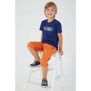 U.S. Polo Assn. Square Font Detail Lacivert Erkek Çocuk Kapri Takım