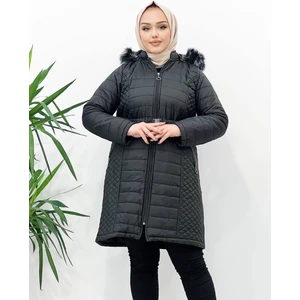 Glr & Gym Sonay Kadın Büyük Beden Kapitone Kapuşonlu Araboy Kışlık Mont