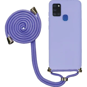 Samsung Galaxy A21S A217 Uyumlu Kılıf Silikon Boyundan Askılı Ipli Lansman Kapak Renkli Tpu