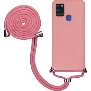 Samsung Galaxy A21S A217 Uyumlu Kılıf Silikon Boyundan Askılı Ipli Lansman Kapak Renkli Tpu
