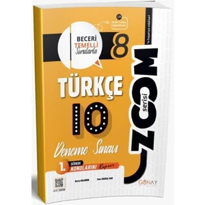 Günay Yayınları Günay 8. Sınıf Türkçe 1. Dönem 10'lu Zoom Serisi Deneme Sınavı
