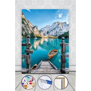 Italya Braies (Prags) Gölü Sayılarla Boyama Seti Kasnaklı 40 x 50 cm