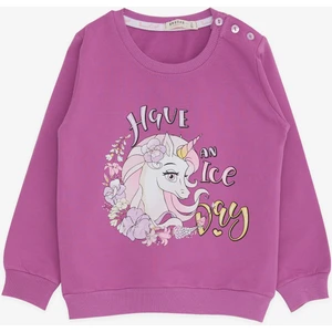 Kız Çocuk Sweatshirt Unicorn Baskılı 2-6 Yaş, Eflatun