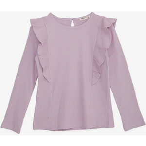 Kız Çocuk Uzun Kollu Bluz Fırfırlı 4-8 Yaş, Açık Lila