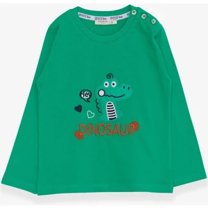 Erkek Bebek Uzun Kollu Tişört Dinozor Nakışlı 9 Ay-3 Yaş, Yeşil