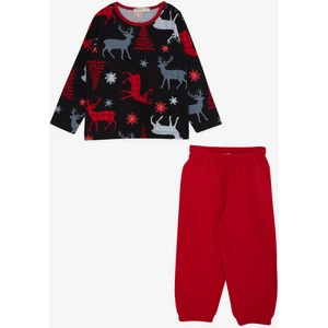 Erkek Bebek Pijama Takımı Geyik Desenli 9 Ay-3 Yaş, Siyah