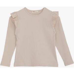 Kız Çocuk Uzun Kollu Bluz Fırfırlı 8-14 Yaş, Bej