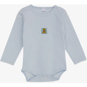 Erkek Bebek Çıtçıtlı Zıbın Body Papyonlu Ayıcık Baskılı 9 Ay-3 Yaş, Açık Mavi