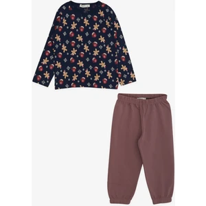 Erkek Bebek Pijama Takımı Kurabiye Desenli 9 Ay-3 Yaş, Lacivert