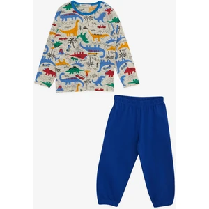 Erkek Bebek Pijama Takımı Dinozor Desenli 9 Ay-3 Yaş, Krem