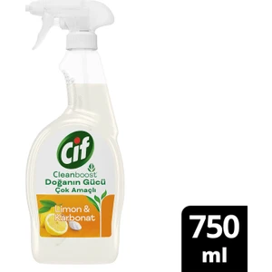 Doğanın Gücü Çok Amaçlı Yüzey Temizleyici Sprey Yağ ve Kir Leke Çıkarıcı Cleanboost Teknolojisi Limon & Karbonat 750 ML
