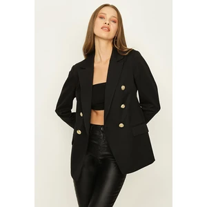 Select Moda Kadın Gold Düğme Kapamalı Astarlı Blazer Ceket