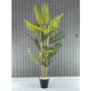 Yapay Çiçek Areka Ağacı Palmiye Ağacı Bambu Gövdeli Saksılı 18 Yaprak 125 cm
