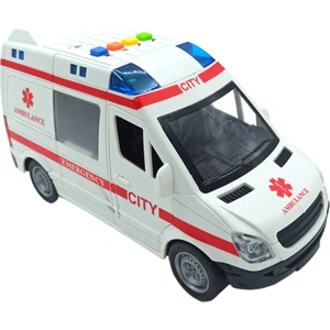 PopŞeker Ambulans Sesli Işıklı Kapıları Açılan 21CM. Sürtmeli Oyuncak Ambulans